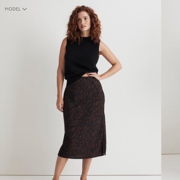 Madewell Layton Midi Slip Skirt Animal Print - Picture 1 of 5